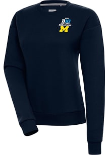 Womens Michigan Wolverines Blue Antigua 2023 Big Ten Champions Victory Crew Sweatshirt