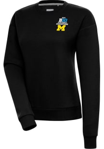 Antigua Michigan Wolverines Womens Black 2023 Big Ten Champions Victory Crew Sweatshirt