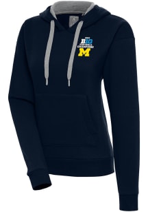 Antigua Michigan Wolverines Womens Navy Blue 2023 Big Ten Champions Victory Hooded Sweatshirt