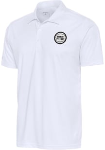 Antigua Detroit Pistons Mens White Metallic Logo Tribute Short Sleeve Polo
