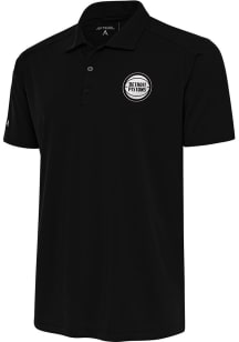 Antigua Detroit Pistons Mens Black Metallic Logo Tribute Short Sleeve Polo