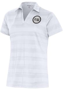 Antigua Detroit Pistons Womens White Metallic Logo Compass Short Sleeve Polo Shirt