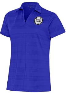 Antigua Detroit Pistons Womens Blue Metallic Logo Compass Short Sleeve Polo Shirt