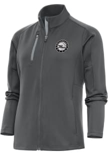 Antigua Philadelphia 76ers Womens Grey Metallic Logo Generation Light Weight Jacket