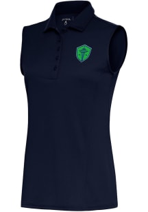 Antigua Seattle Sounders FC Womens Navy Blue Tribute Polo Shirt
