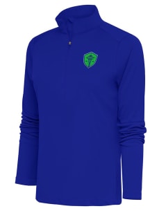 Antigua Seattle Sounders FC Womens Blue Tribute 1/4 Zip Pullover