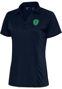 Antigua Seattle Sounders FC Womens Navy Blue Tribute Short Sleeve Polo Shirt