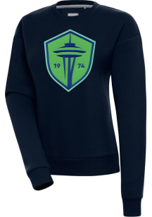 Antigua Seattle Sounders FC Womens Navy Blue Victory Crew Sweatshirt