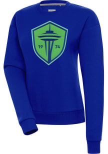 Antigua Seattle Sounders FC Womens Blue Victory Crew Sweatshirt