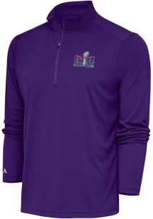 Antigua Mens Purple Super Bowl LVIII Tribute Long Sleeve 1/4 Zip Pullover