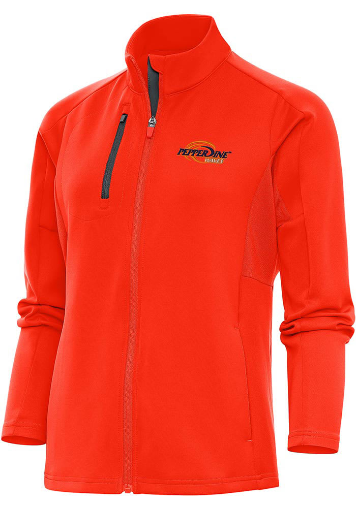 Pepperdine Waves Antigua Womens Orange Generation Light Weight Jacket