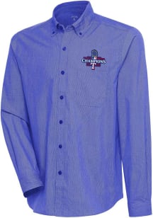 Antigua Texas Rangers Mens Blue 2023 MLB World Series Champions Compression Long Sleeve Dress Sh..