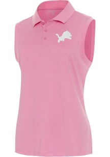 Antigua Detroit Lions Womens Pink Recap Polo Shirt