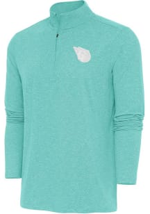 Antigua Cleveland Guardians Mens Teal Hunk White Logo Long Sleeve 1/4 Zip Pullover