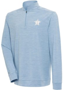 Antigua Houston Astros Mens Blue Bright White Logo Long Sleeve 1/4 Zip Pullover