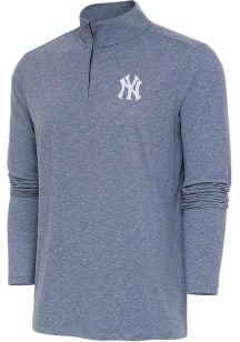 Antigua New York Yankees Mens Navy Blue Hunk White Logo Long Sleeve 1/4 Zip Pullover