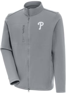 Antigua Philadelphia Phillies Mens Grey Objection White Logo Light Weight Jacket