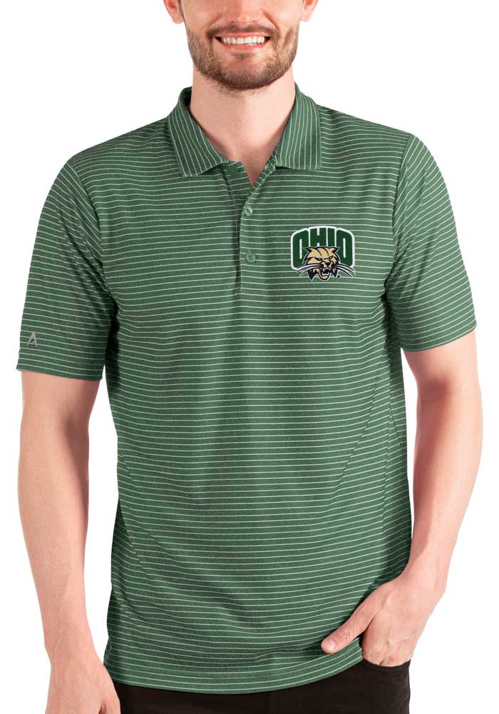 Antigua Ohio Bobcats Mens Green Esteem Short Sleeve Polo