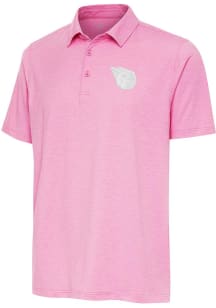 Antigua Cleveland Guardians Mens Pink Par 3 White Logo Short Sleeve Polo