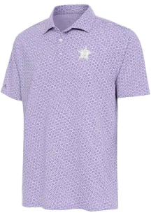 Antigua Houston Astros Mens Purple Flicker White Logo Short Sleeve Polo