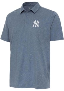 Antigua New York Yankees Mens Navy Blue Par 3 White Logo Short Sleeve Polo