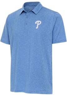 Antigua Philadelphia Phillies Mens Blue Par 3 White Logo Short Sleeve Polo