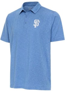 Antigua San Francisco Giants Mens Blue Par 3 White Logo Short Sleeve Polo