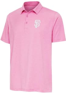 Antigua San Francisco Giants Mens Pink Par 3 White Logo Short Sleeve Polo