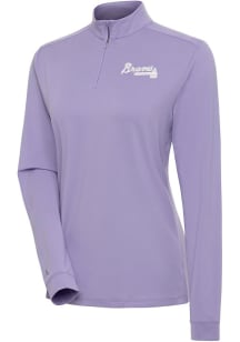 Antigua Atlanta Womens Purple Finish White Logo 1/4 Zip Pullover