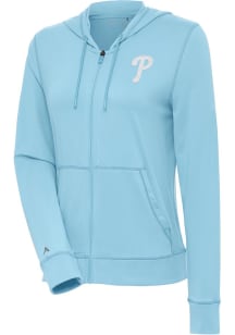 Antigua Philadelphia Phillies Womens Light Blue Advance White Logo Light Weight Jacket