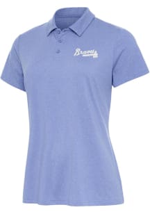 Antigua Atlanta Braves Womens Purple Matter White Logo Short Sleeve Polo Shirt