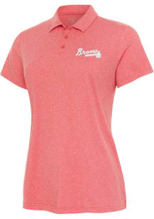 Antigua Atlanta Braves Womens Orange Matter White Logo Short Sleeve Polo Shirt