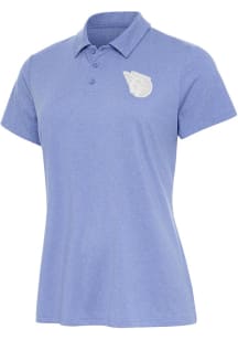 Antigua Cleveland Guardians Womens Purple Matter White Logo Short Sleeve Polo Shirt