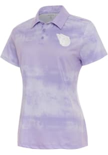 Antigua Cleveland Guardians Womens Purple Render White Logo Short Sleeve Polo Shirt