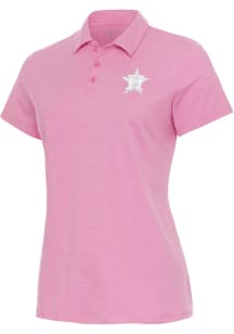 Antigua Houston Astros Womens Pink Matter White Logo Short Sleeve Polo Shirt