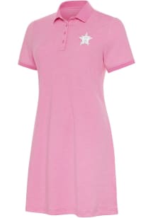 Antigua Houston Astros Womens Pink Play Through Dress White Logo Short Sleeve Dress