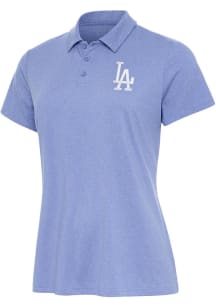 Antigua Los Angeles Dodgers Womens Purple Matter White Logo Short Sleeve Polo Shirt