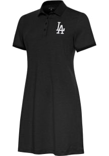 Antigua Los Angeles Dodgers Womens Black Play Through Dress White Logo Short Sleeve Dress