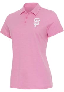 Antigua San Francisco Giants Womens Pink Matter White Logo Short Sleeve Polo Shirt