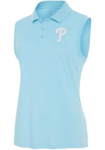Antigua Philadelphia Phillies Womens Blue Recap White Logo Polo Shirt