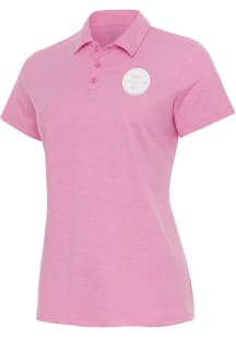 Antigua Boston Bruins Womens Pink Matter White Logo Short Sleeve Polo Shirt