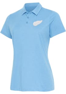 Antigua Detroit Red Wings Womens Blue Matter White Logo Short Sleeve Polo Shirt