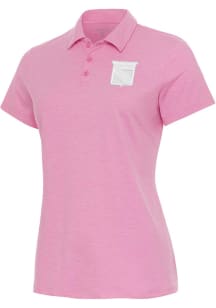 Antigua New York Rangers Womens Pink Matter White Logo Short Sleeve Polo Shirt
