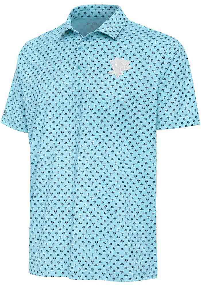 Antigua Penguins Kona White Logo Blue Short Sleeve Polo