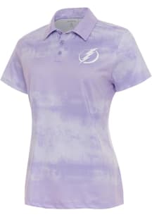Antigua Tampa Bay Lightning Womens Purple Render White Logo Short Sleeve Polo Shirt