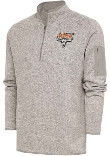 Antigua Kansas City Outlaws Mens Oatmeal Fortune Long Sleeve 1/4 Zip Fashion Pullover