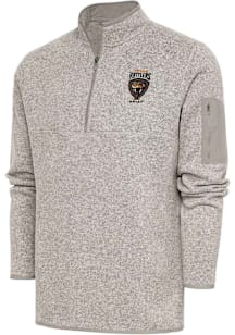 Antigua Texas Rattlers Mens Oatmeal Fortune Long Sleeve Qtr Zip Fashion Pullover