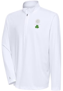 Antigua Chicago Cubs Mens White Shamrock Tribute Long Sleeve 1/4 Zip Pullover