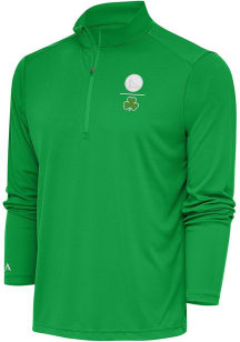 Antigua Golden State Warriors Mens Green Shamrock Tribute Long Sleeve 1/4 Zip Pullover