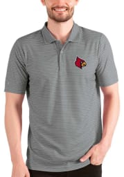 Antigua Louisville Cardinals Mens Grey Esteem Short Sleeve Polo